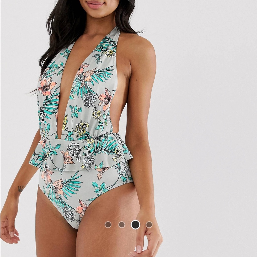 Peplum Plunge Bathing Suit